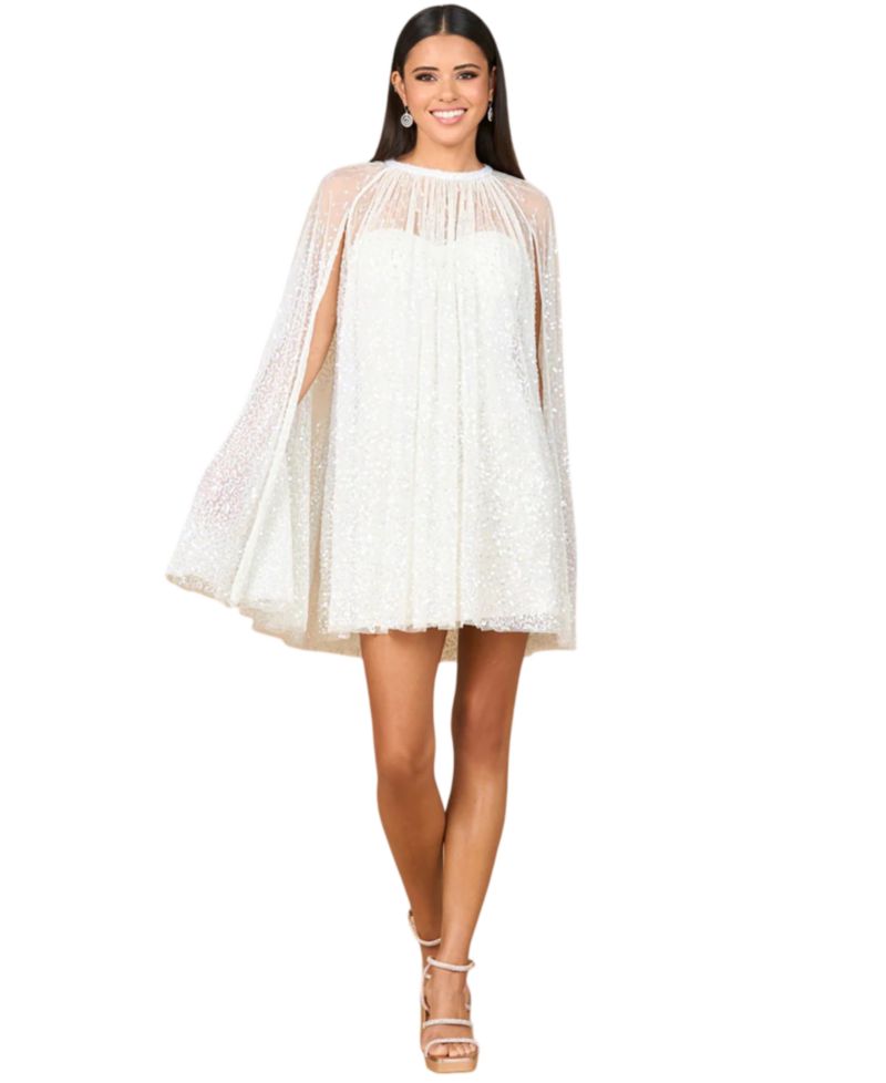 Women's Beaded Bridal Cape Dress