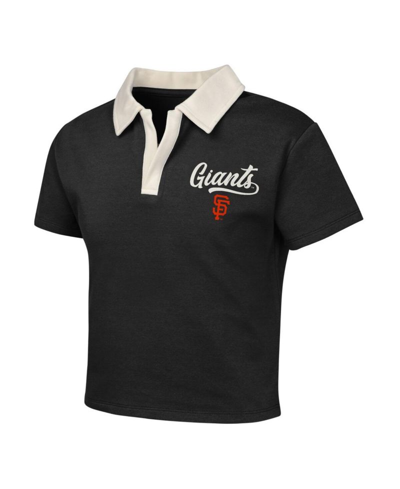Big Girls 2-Piece Black San Francisco Giants Base Trainer Johnny Polo Shirt and Skort Set