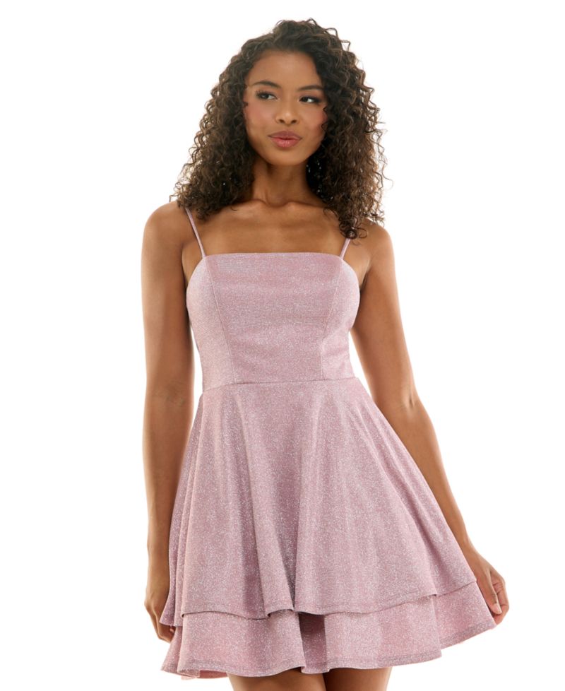 Juniors' Straight-Neck Sleeveless Fit & Flare Dress