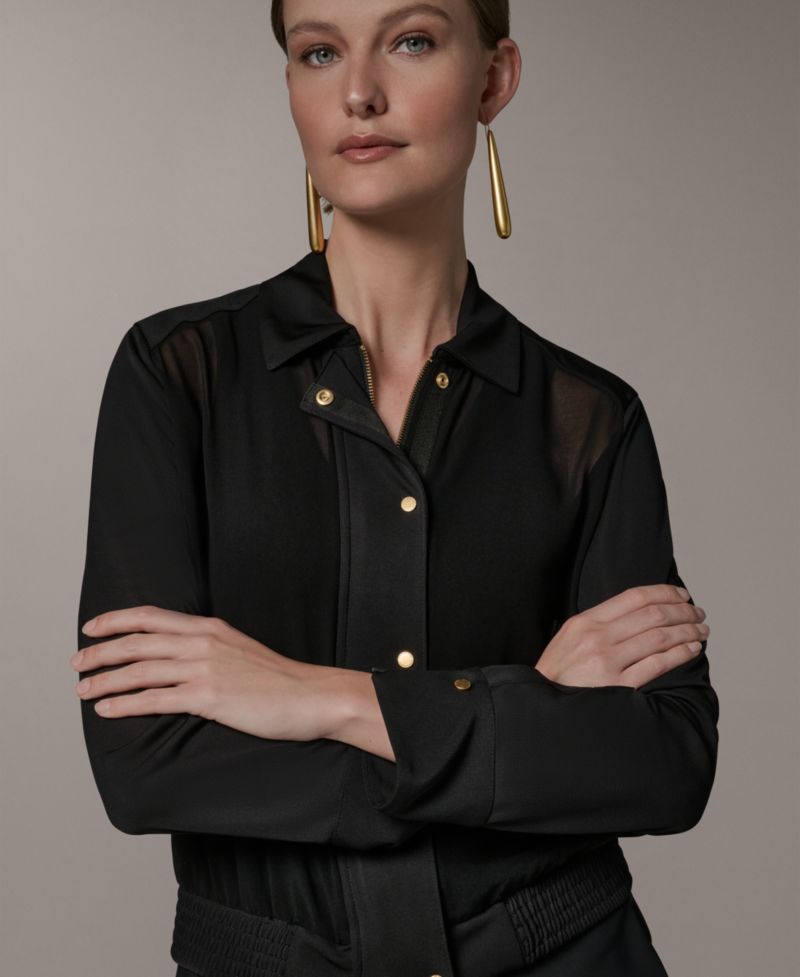Petite Mix Media Zipper Jacket