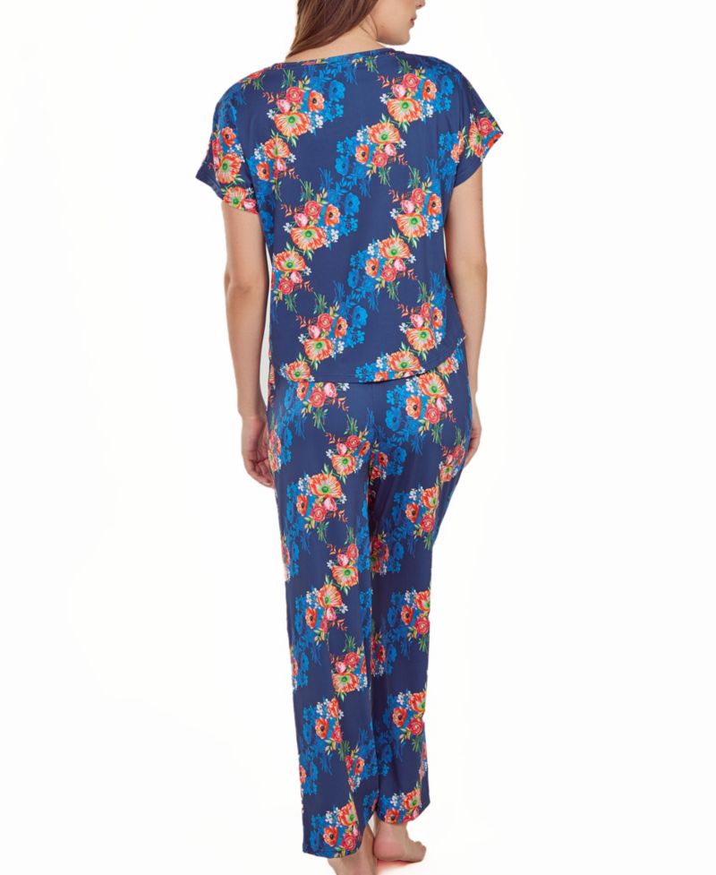 Women's Floral Microfiber Crop Pant and Top Pajama Set