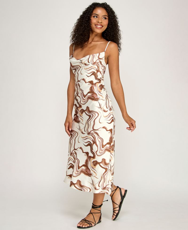 Juniors' Abstract Print Midi Dress