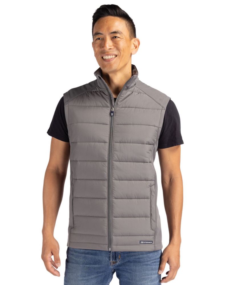 Men's Cutter and Buck Evoke Hybrid Softshell Recycled Full Zip Vest