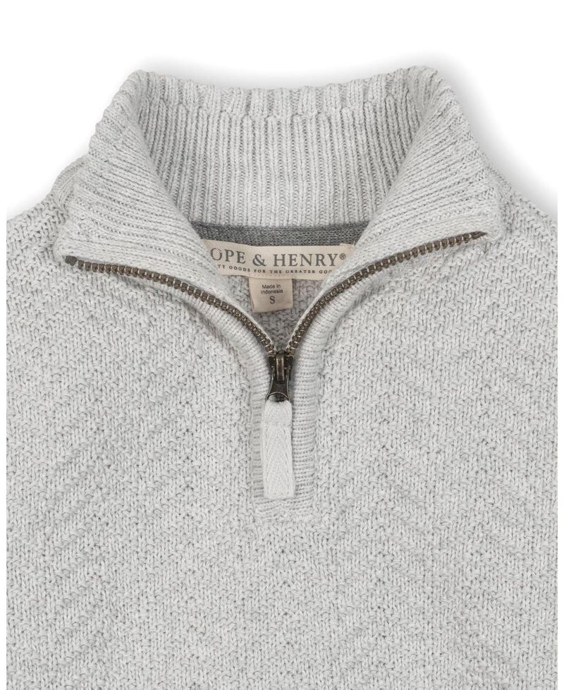 Hope and Henry Little and Big Boys' Organic Long Sleeve Half Zip Cable Pullover Sweater