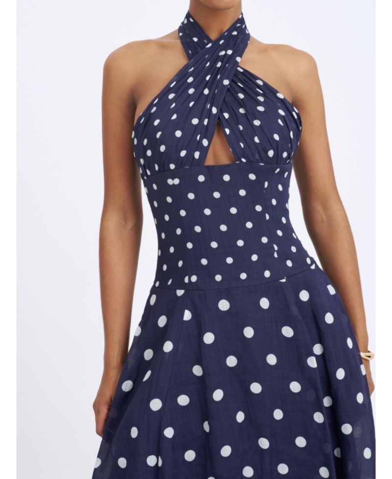 Women's Nuri Polka-Dot Halter A-Line Midi Dress