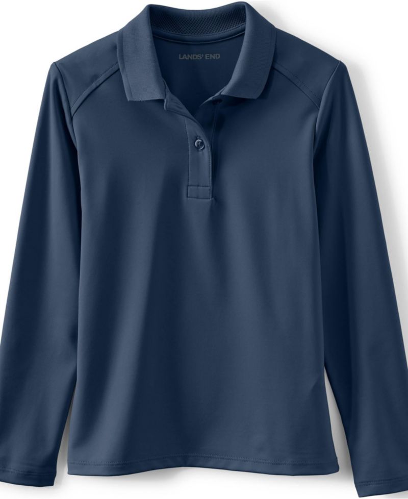 Girls Long Sleeve Feminine Fit Rapid Dry Polo Shirt