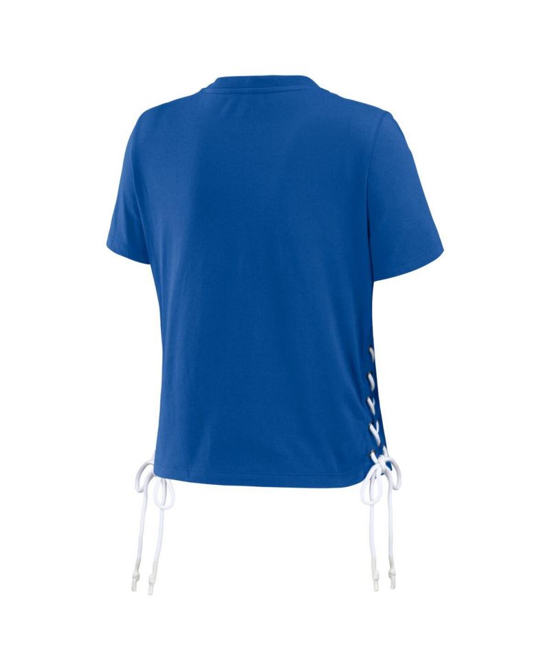 Women's Royal Toronto Blue Jays Side Lace-Up Cropped T-Shirt