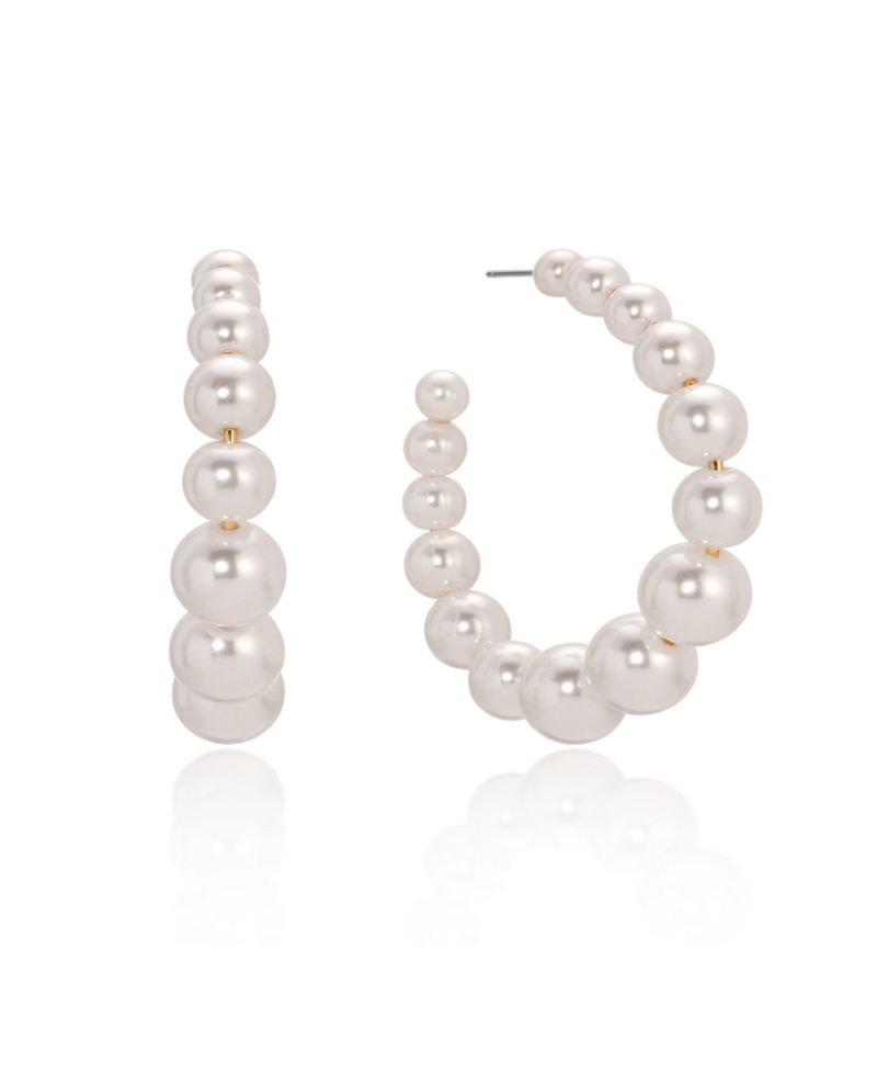 Cultured Pearl Bubble Hoops Earrings