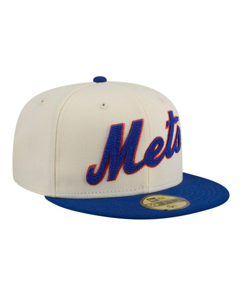 Men's Cream New York Mets Two-Tone Stitch 59FIFTY Fitted Hat