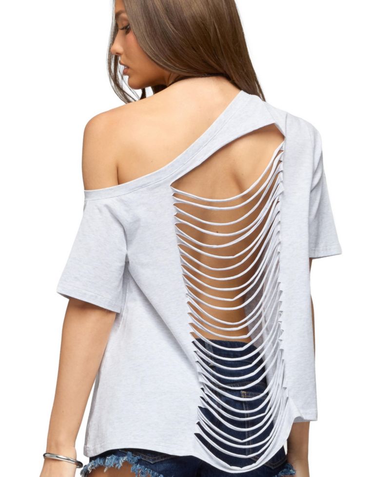 Women's Miah Off Shoulder Shredded Back Top