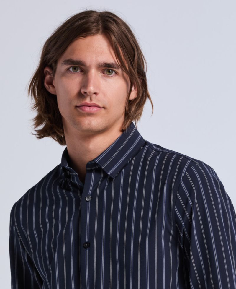 Men's Slim-Fit Stripe Dynamic-Stretch Shirt