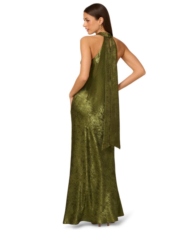 Women's Folied-Chiffon Halter Gown