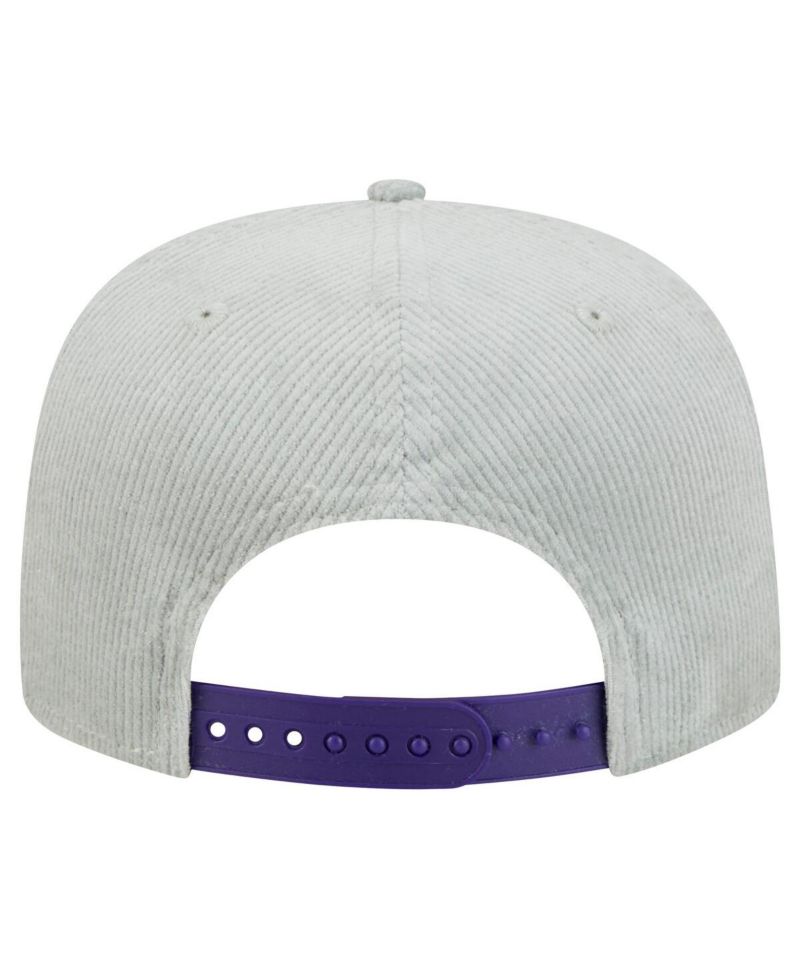 Men's Gray Los Angeles Lakers Throwback Corduroy Golfer Snapback Hat