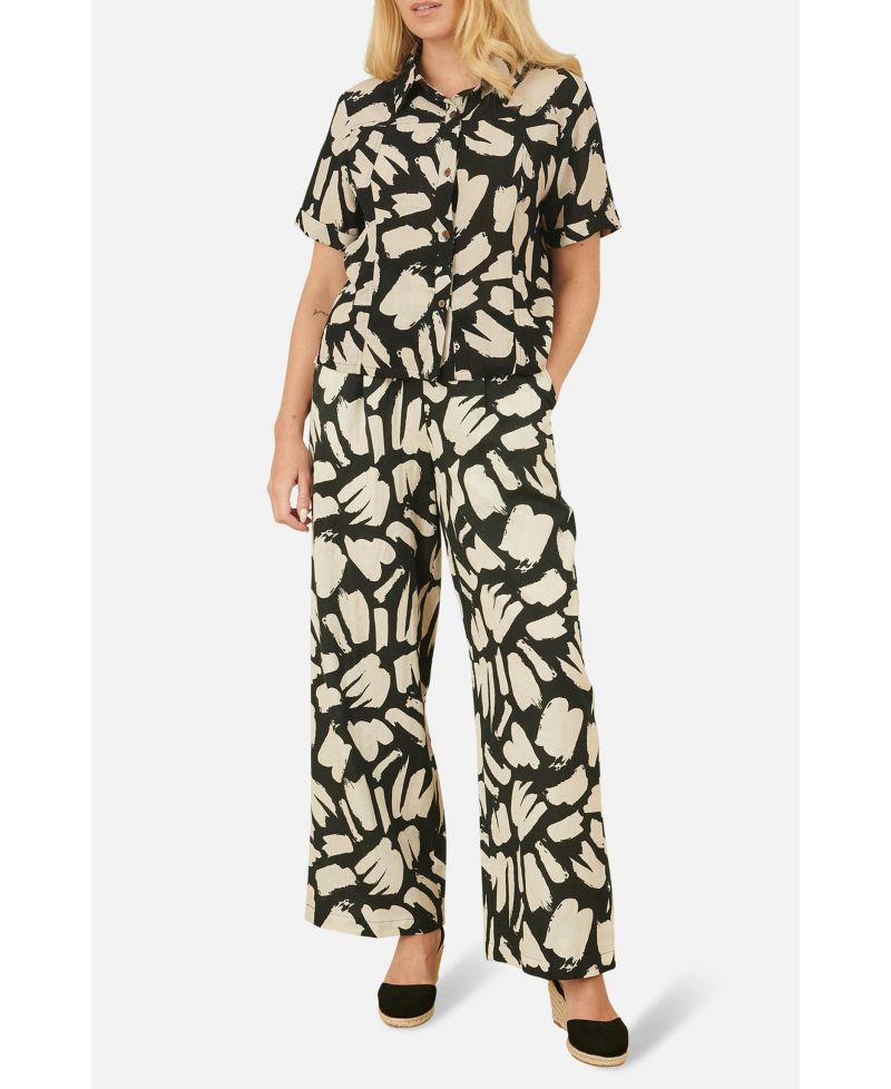 Women's High Waisted Printed Wide Leg Trousers