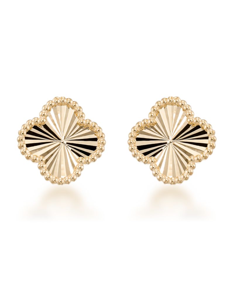 Textured Clover Stud Earrings in 10k Yellow Gold