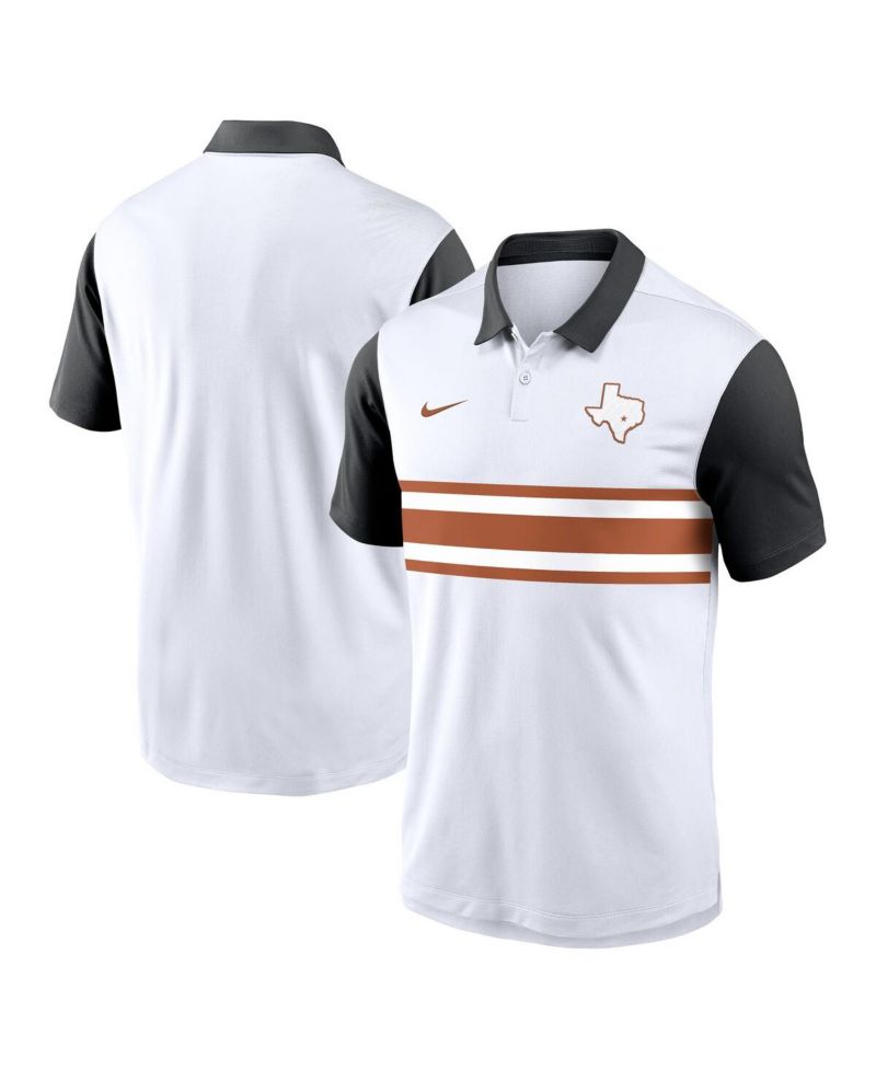 Men's White/Black Texas Longhorns Athletic Prep Alt Logo Vapor Performance Polo Shirt