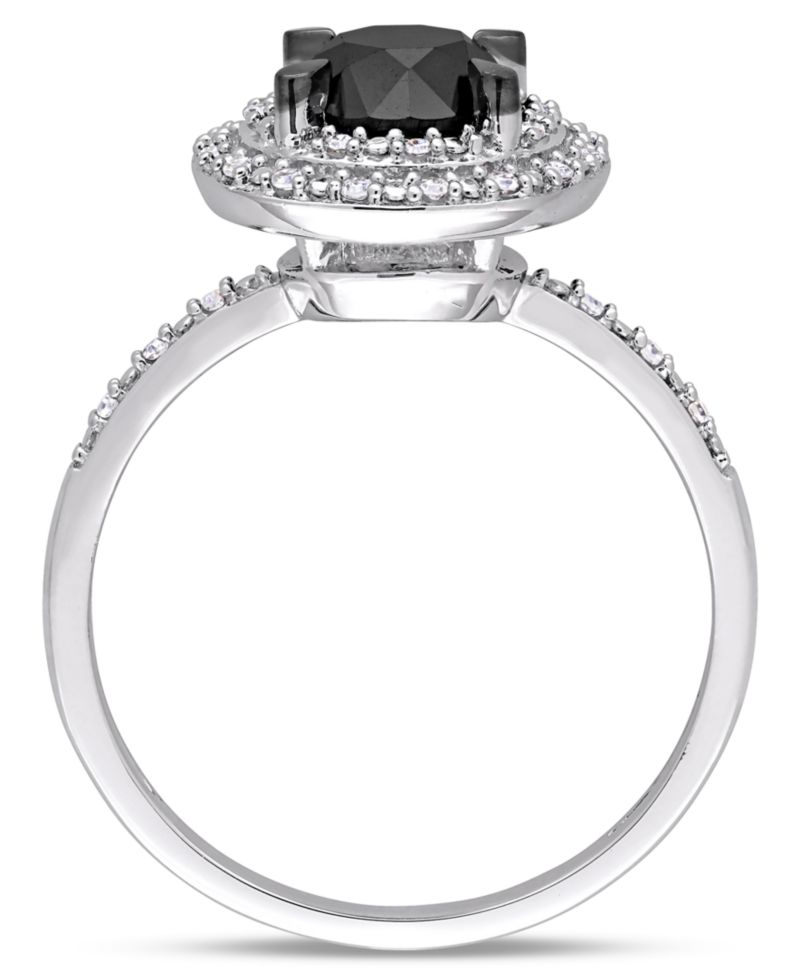 Black and White Diamond Double Halo Engagement Ring (1-5/8 ct. t.w.) in 14K White or Rose Gold