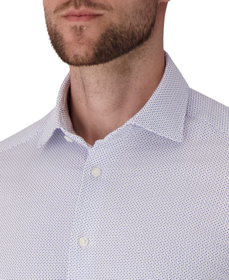 Men's Geometric Print Spread Collar Dress Shirt