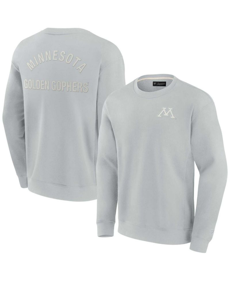Men's and Women's Gray Minnesota Golden Gophers Super Soft Pullover Crew Sweatshirt