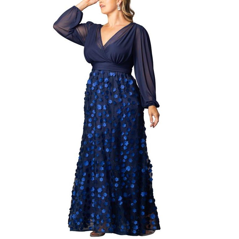 Plus Size Blossoming Beauty Mesh Evening Gown