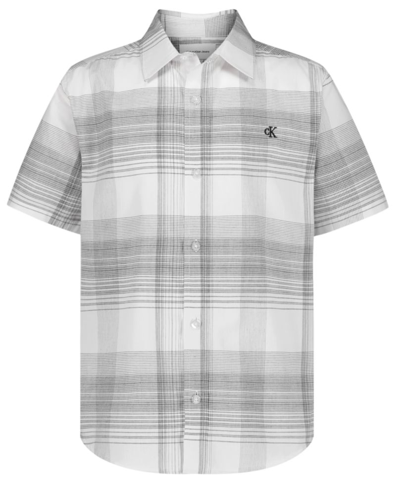Boys' 8-20 Intricate Plaid Woven Short-Sleeve Shirt