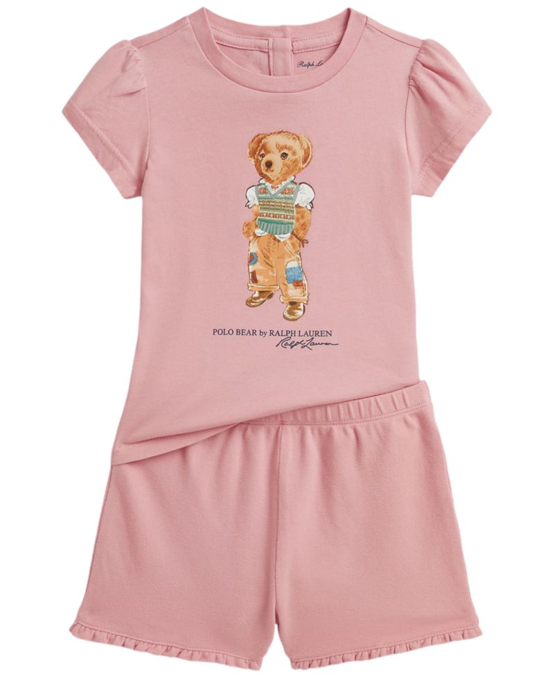 Ralph Lauren Baby Girls' Polo Bear Jersey T-Shirt and Shorts, 2-Piece Set