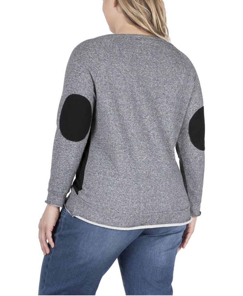 Plus Size Neesa French Terry Raglan Sleeve Crewneck Top