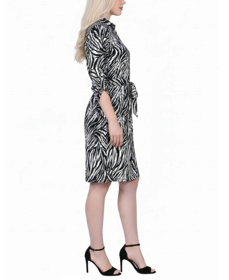 Women's 3/4 Roll Tab Sleeve Collared Dress