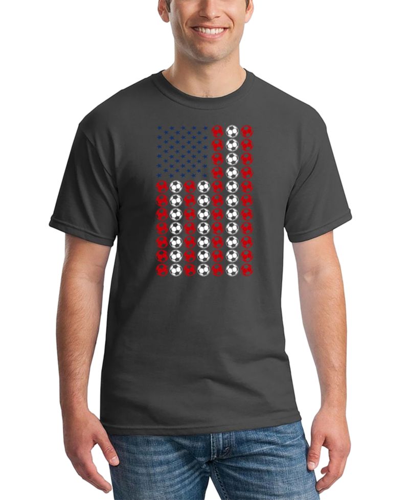 Men's American Flag Soccer Balls Word Art T-Shirt