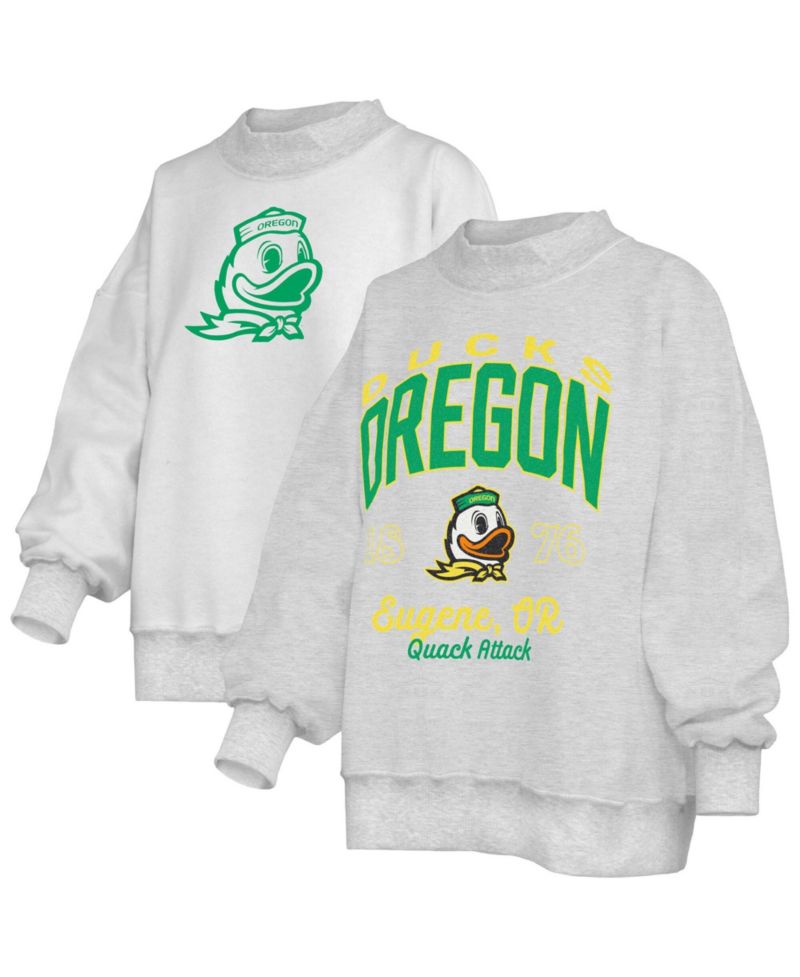 Women's Heather Gray Oregon Ducks Reversible Sweatshirt