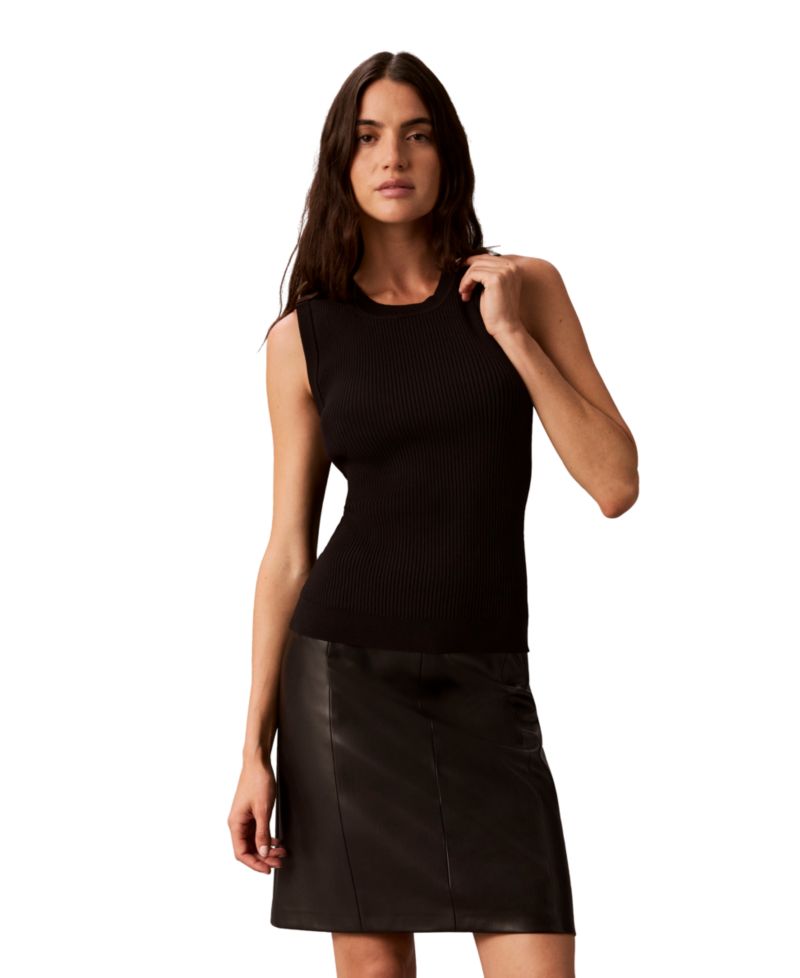 Women's Petite Ribbed Sleeveless Tank Sweater