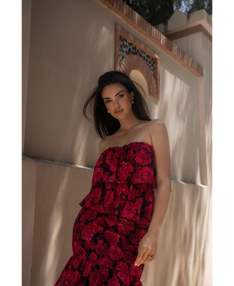 Women's Floral Casa Blanca Ruffle Dress