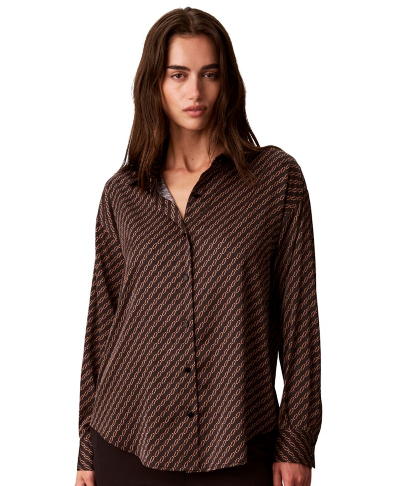 Women's Long-Sleeve Satin Blouse