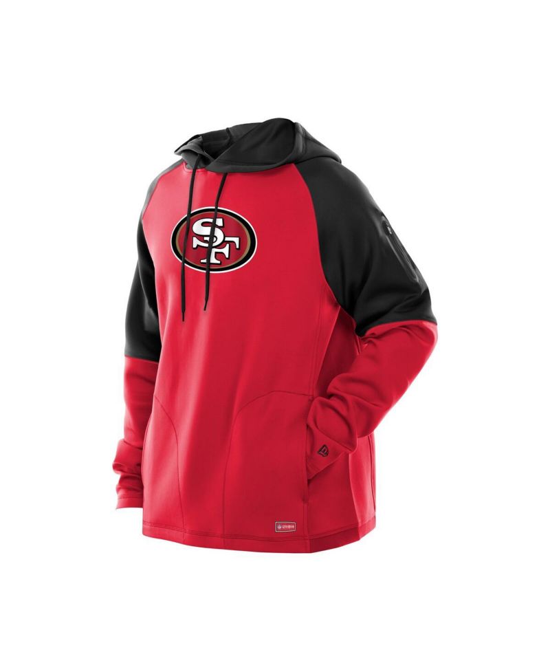 Men's Scarlet San Francisco 49ers Combine Authentic Color Block Raglan Pullover Hoodie