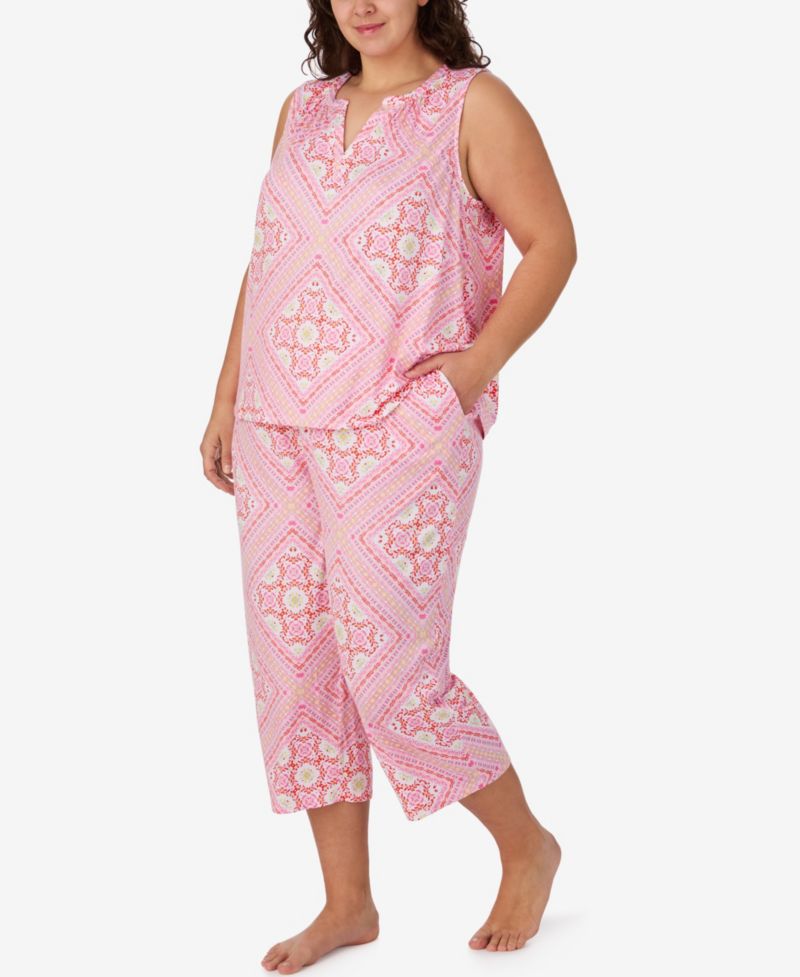 Plus Size Sleeveless Top & Cropped Pajama Pants, 2-Piece Set