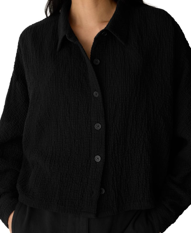 Women's Doubleweave Collared Neck Cotton-Blend Jacket