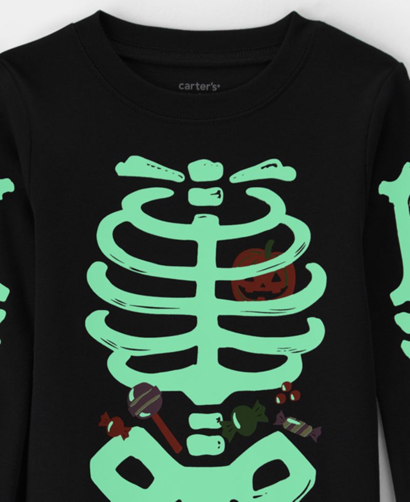 Baby Boys' and Baby Girls' Halloween Glow in the Dark Skeleton Cotton Snug-Fit Pajama, 2-Piece Set