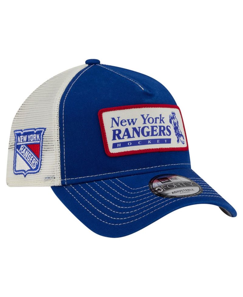 Men's Blue/White New York Rangers Skater Patch A-Frame 9FORTY Adjustable Trucker Hat