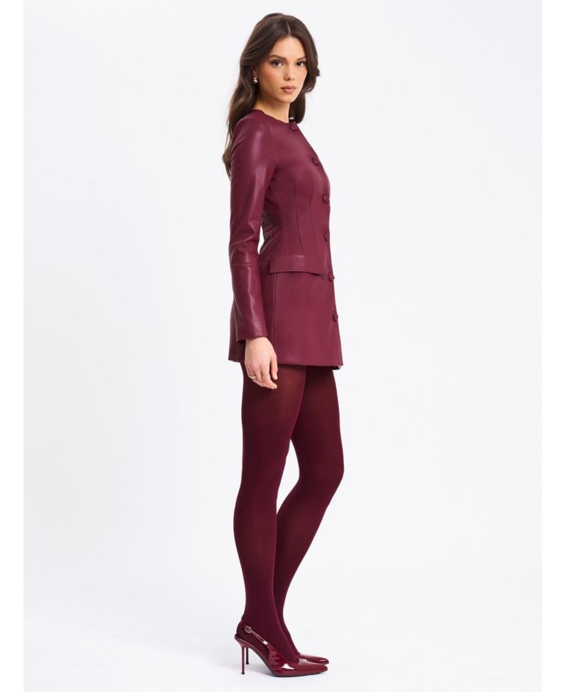 Women Baila Burgundy Faux Leather Blazer Mini Dress