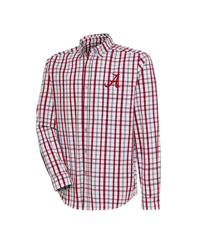 Men's Crimson/Gray Alabama Crimson Tide Tending 2 Button-Down Long Sleeve Shirt