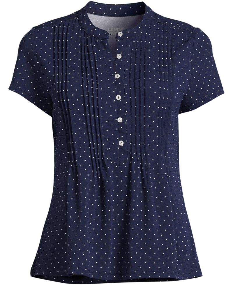 Women's Tall Lightweight Jersey Button Pintuck Top