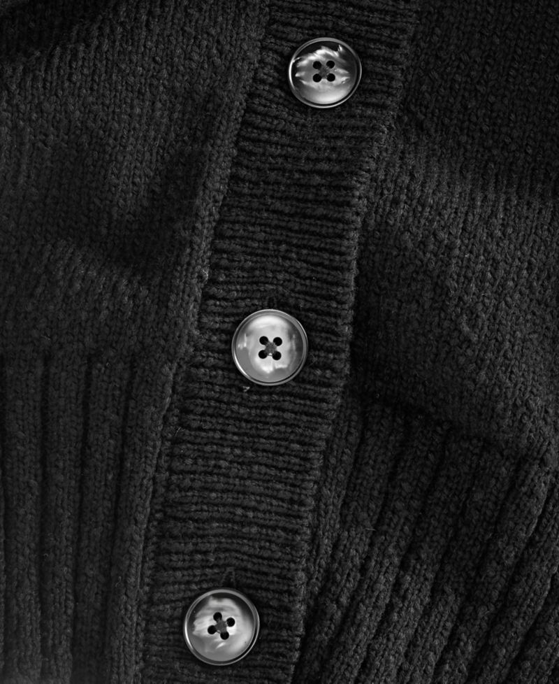 Women's Crewneck Short-Sleeve Textured Button-Front Cardigan