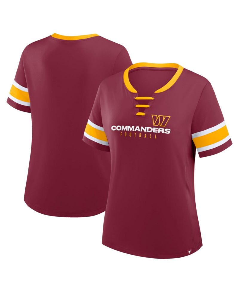 Women's Burgundy Washington Commanders Redzone Draw Play Athena Lace-Up T-Shirt