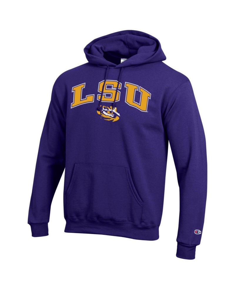 Men's Purple LSU Tigers Arch Over Logo Pullover Hoodie