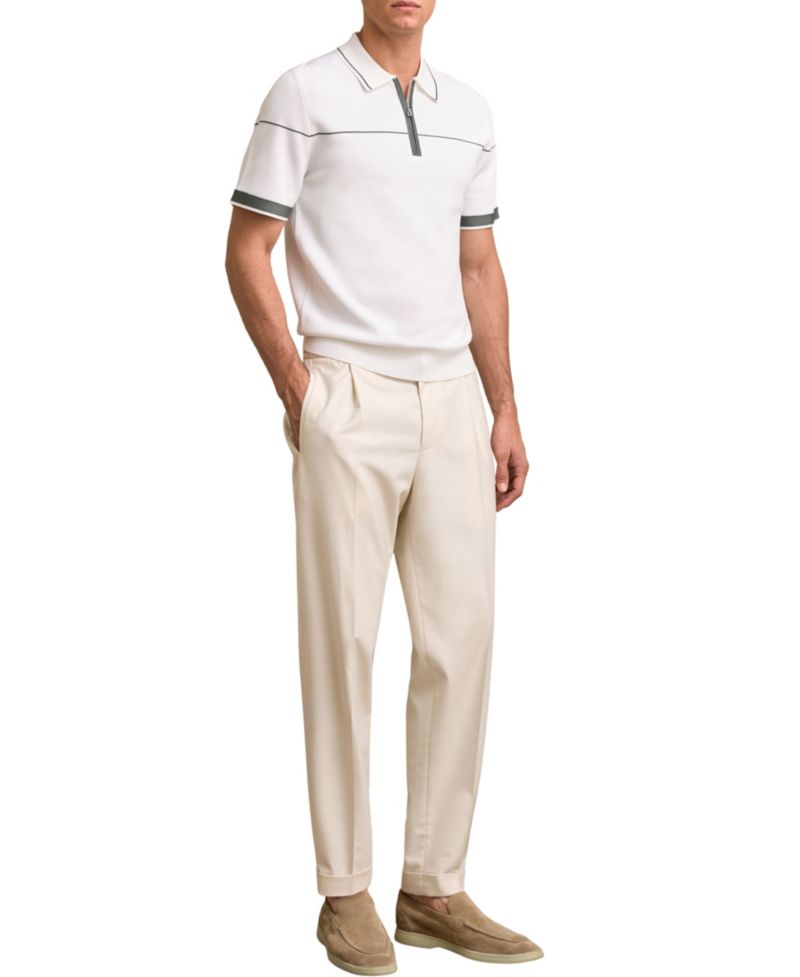 Men's Bradford Slim-Fit Half-Zip Contrast-Tipping Polo Shirt