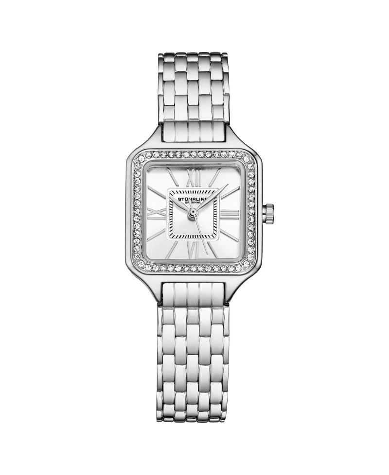 Confidant 4020 Women s Square Watch - Quartz Movement, 27mm Case, Crystal-Accented Bezel, Stainless Steel Bracelet