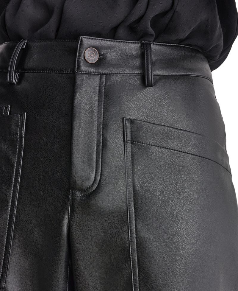 Women's Barrel Faux Leather Pants