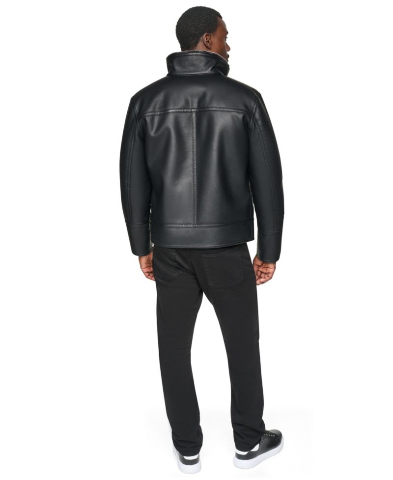 Men's Faux Fur Lined PU Jacket