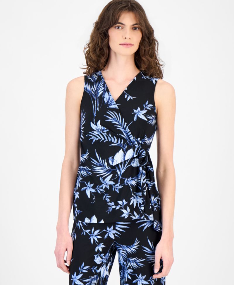 Women's Sleeveless Printed Wrap Top