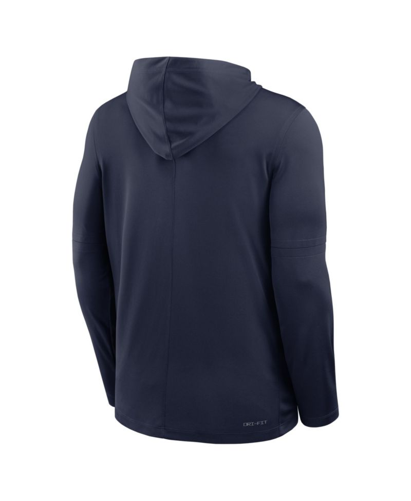 Men's Navy North Carolina Tar Heels 2025 Sideline Performance Long Sleeve Hoodie T-Shirt